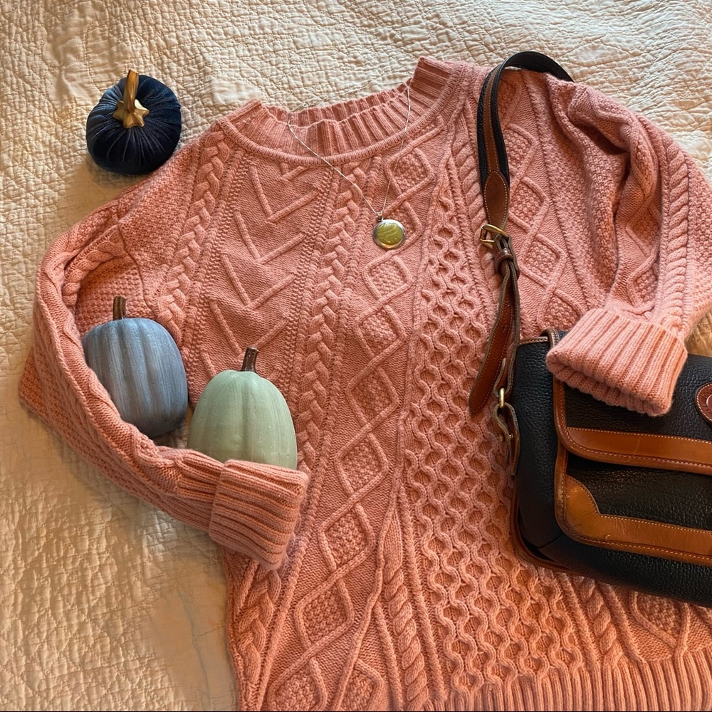 J Crew Lonnie Pink Cable Knit Sweater Tunic - Picture 1 of 12